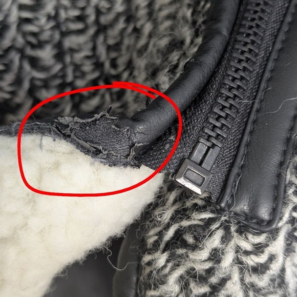 T Tahari Bias Zip Winter Vest Fur Faux Suede Winter Warm Sherpa Size XS Black - Picture 5 of 16